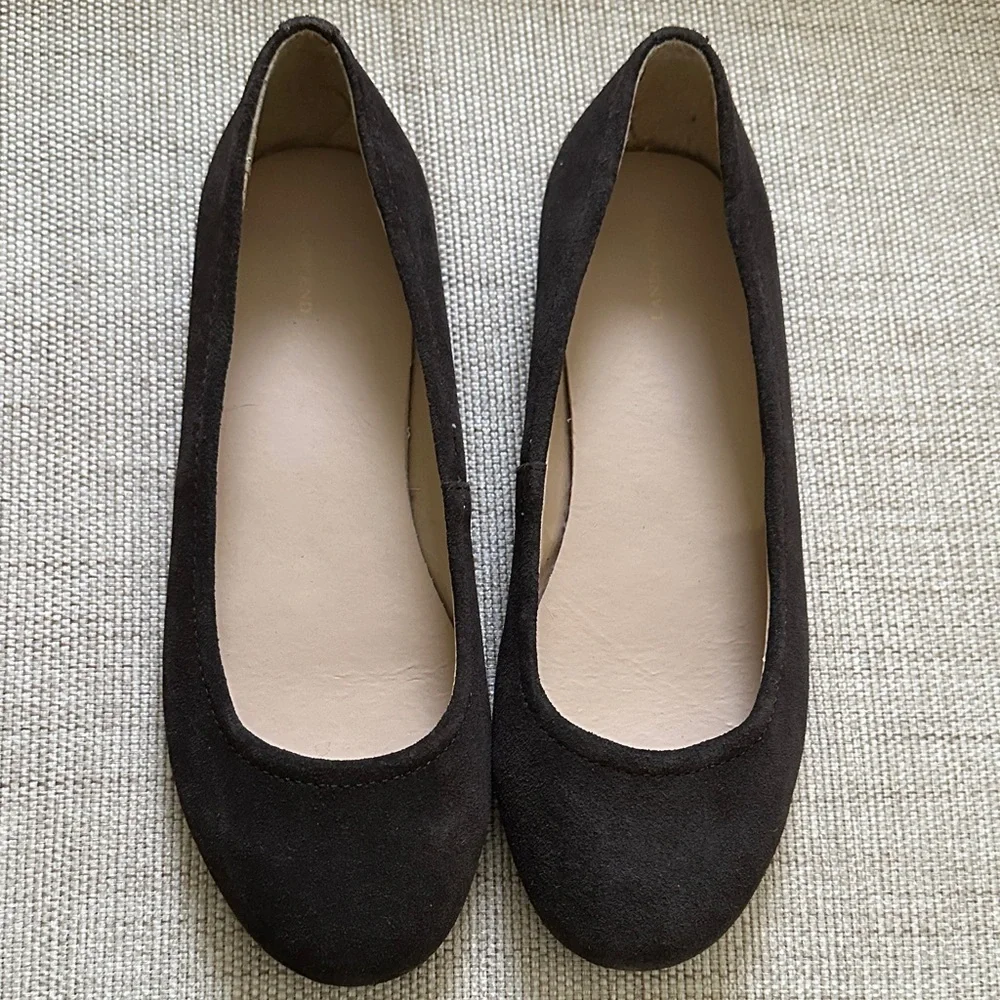Lands End Suede Ballet Flats Brown Size 5.5 Rubber Sole Flaw